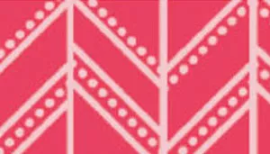 A swatch displays patterned fabric in a Pink Tribal Chevron design. The background is bright pink with white geometric chevron lines and dotted accents forming repeating triangular patterns. The fabric surface appears smooth with crisp printed edges.
