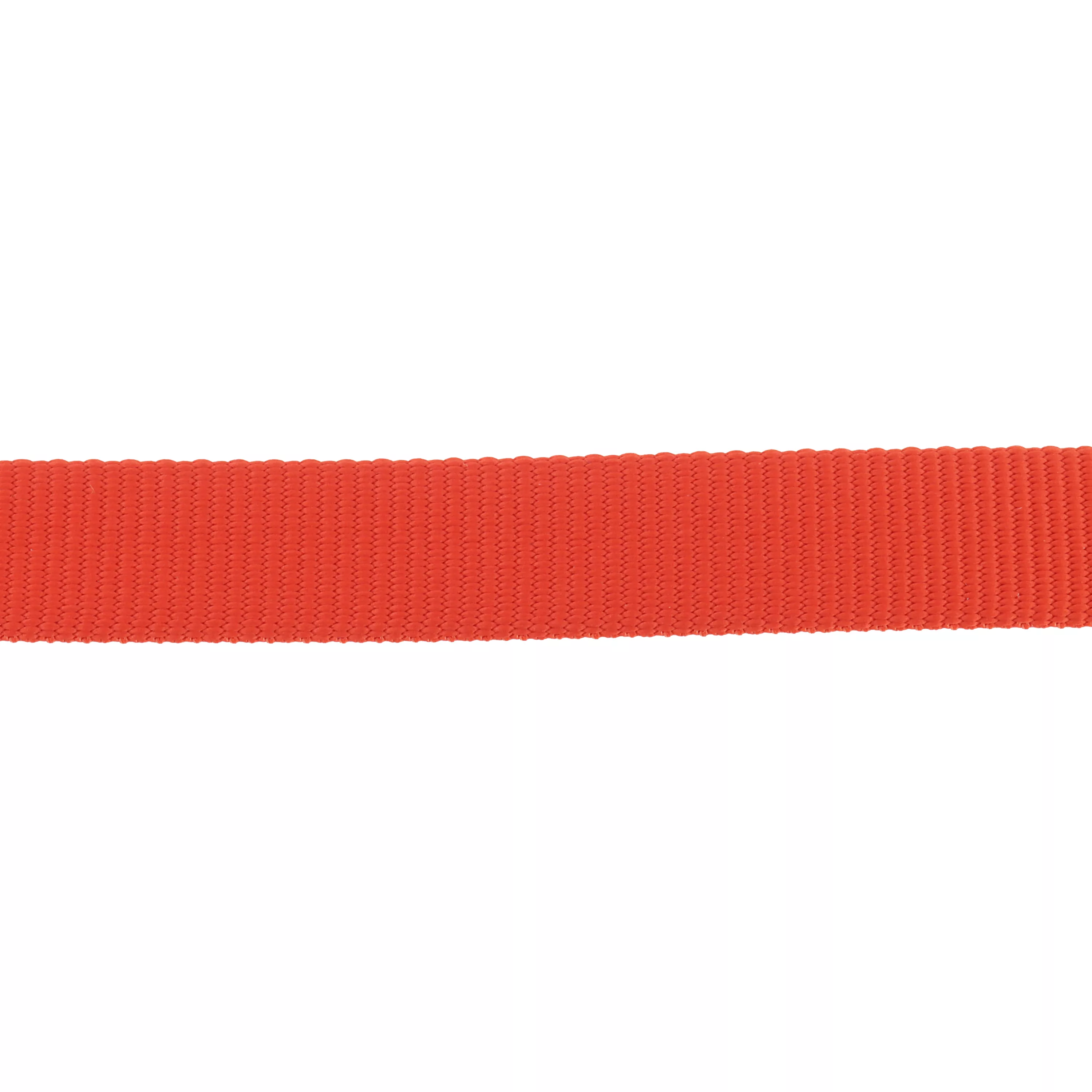 Red woven material is shown against a white background. The material consists of solid red webbing with a smooth texture.