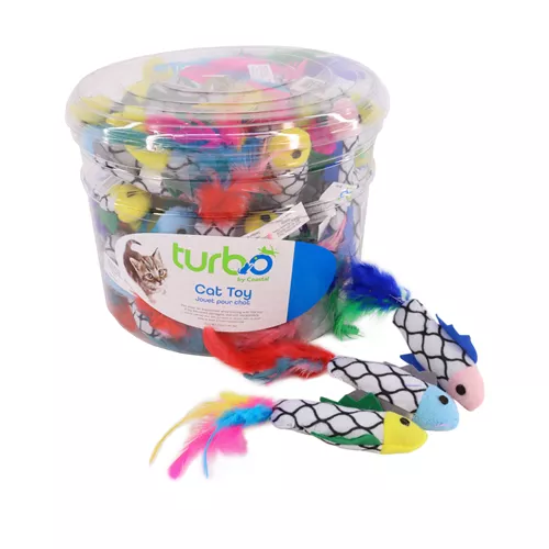 Turbo®  Fish with Feathers Bulk Cat Toy Bin Product image