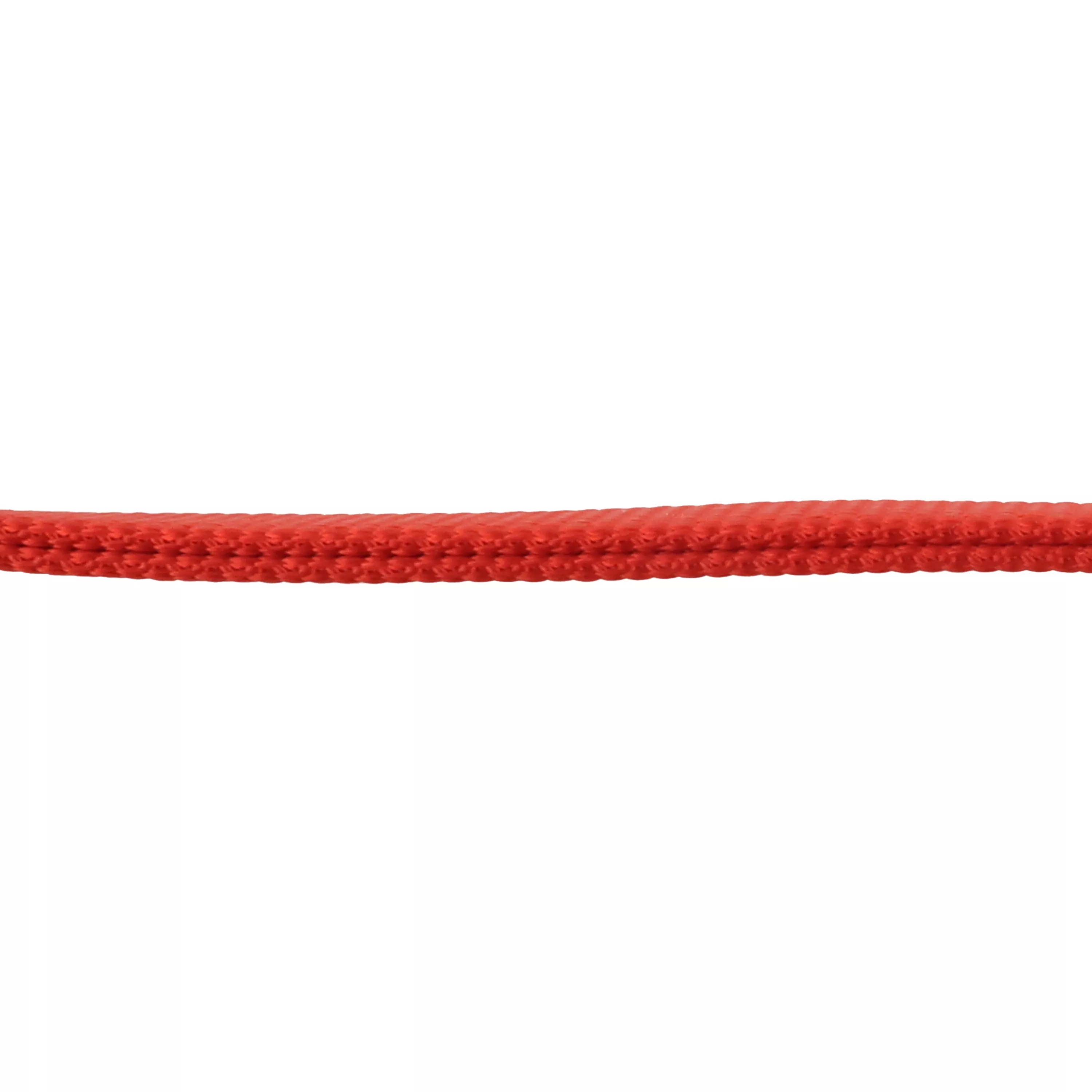 A close‑up product image showing a horizontal section of red double‑ply material against a white background. The material is constructed from two layers of tightly woven nylon with a pronounced ribbed texture and reinforced edge stitching. The strap appears thick and durable, with a consistent bright red color along the entire visible length.