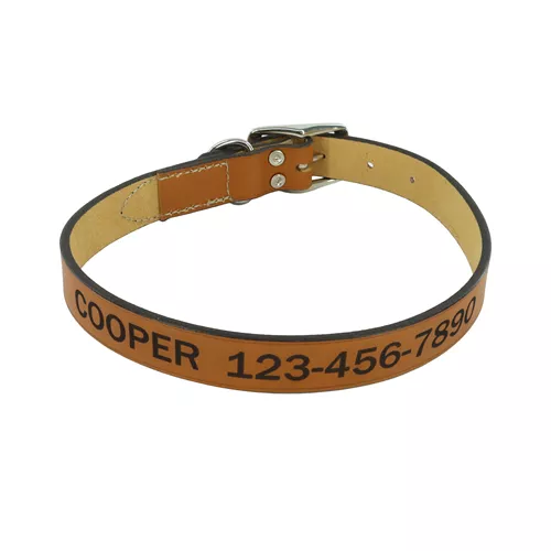 Circle T® Oak Tanned Leather Town Dog Collar - Personalized Product image
