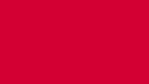 A swatch featuring a bright, intense red color. The surface is uniformly smooth with no texture or pattern. The shade leans toward a vibrant crimson with a clean matte finish, producing a striking, high‑visibility single‑tone presentation.