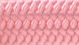 A swatch shows elastic woven material in pink. The surface features tightly interwoven strands forming a consistent braided pattern. The pink color is light and uniform, and the texture appears flexible and slightly raised.