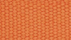 A swatch displaying a woven strap in warm pumpkin orange. The texture is created by evenly spaced interlocking fibers that form a subtle hexagonal pattern. The color is earthy and autumnal with a matte finish.