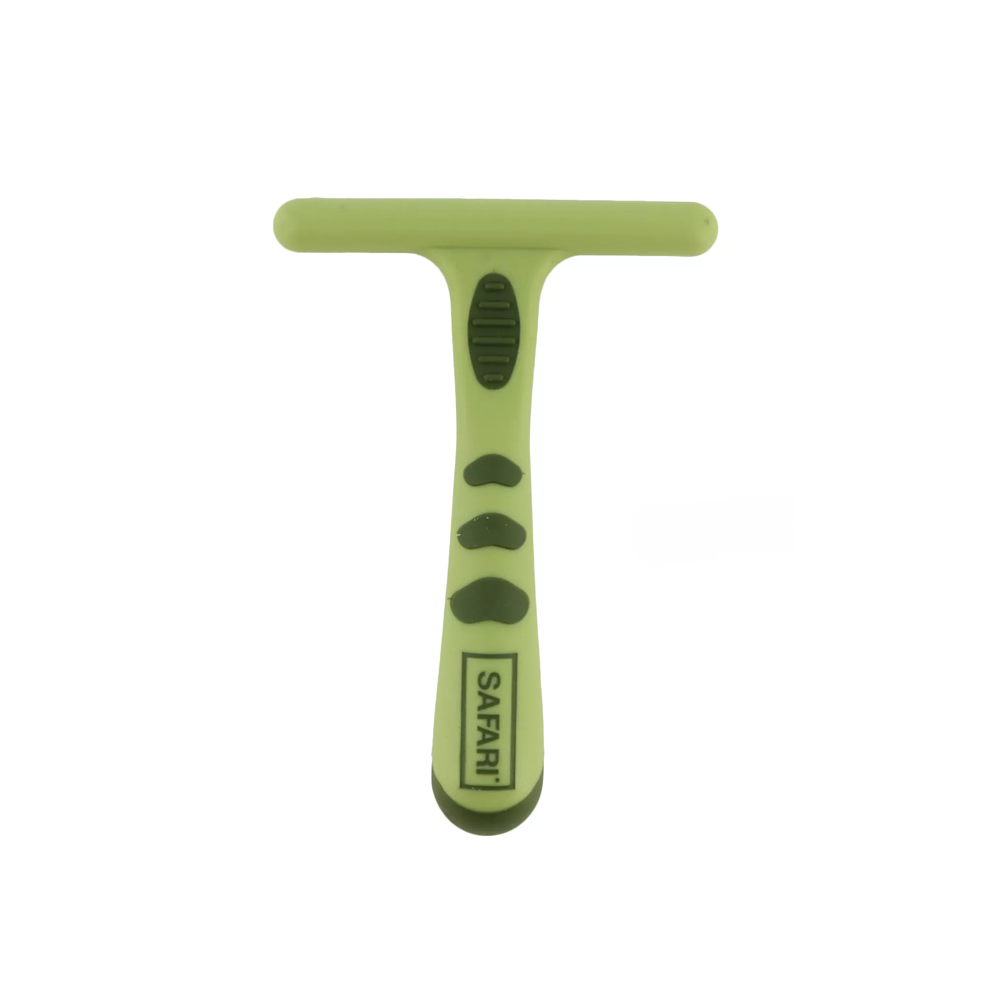 A single row undercoat rake shown at a three‑quarter angle on a white background. The handle is contoured light green plastic with darker green rubber grip sections along the underside.