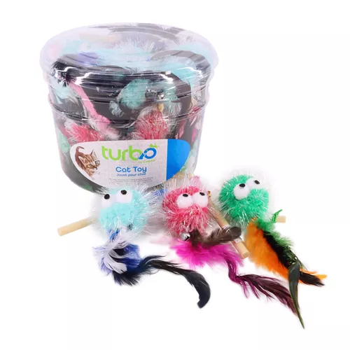 Turbo® Monster Wand with Feathers Bulk Cat Toy Bin Product image